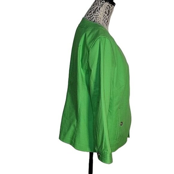 TALBOT's Lime Green Blazer Jacket Womens 3/4 Sleeve Button‎ Front Officecore 16 - Picture 4 of 6